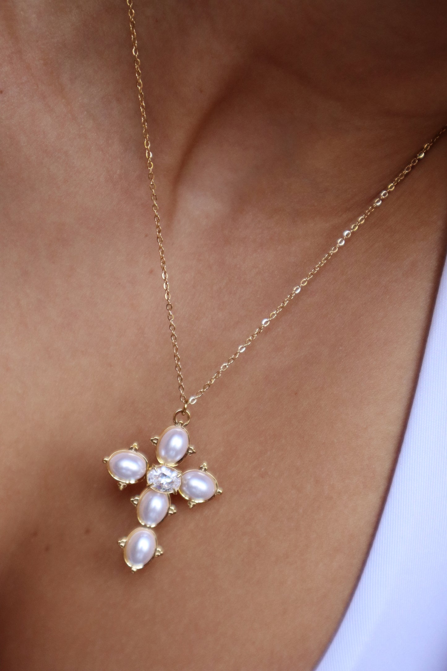 Pearl Cross Necklace