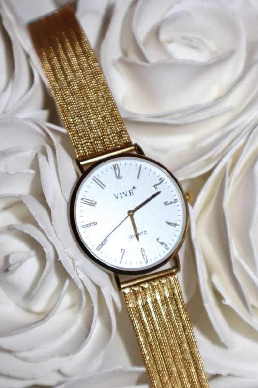 Relógio Dourado VIVE – Edição Elegância
