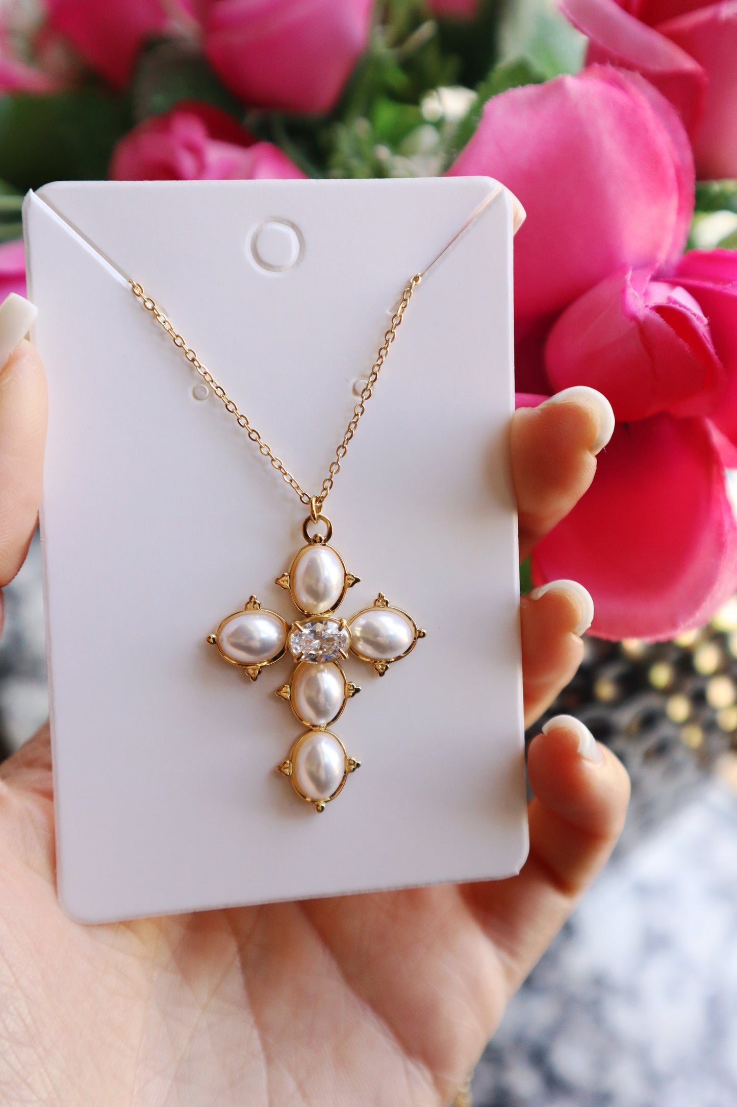 Pearl Cross Necklace
