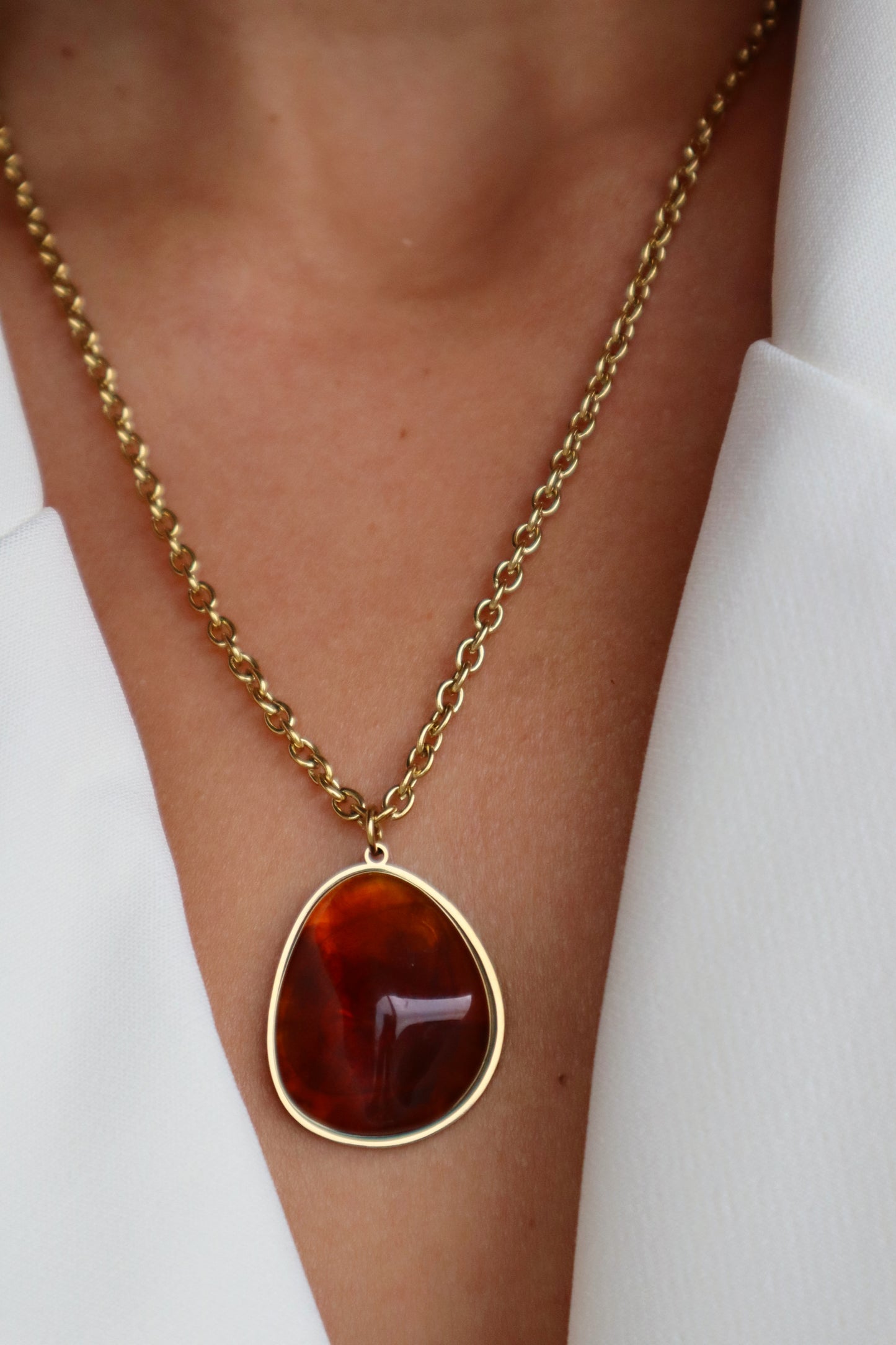 Amber Hoop Necklace