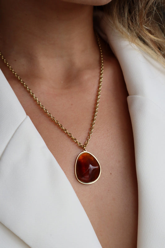 Amber Hoop Necklace