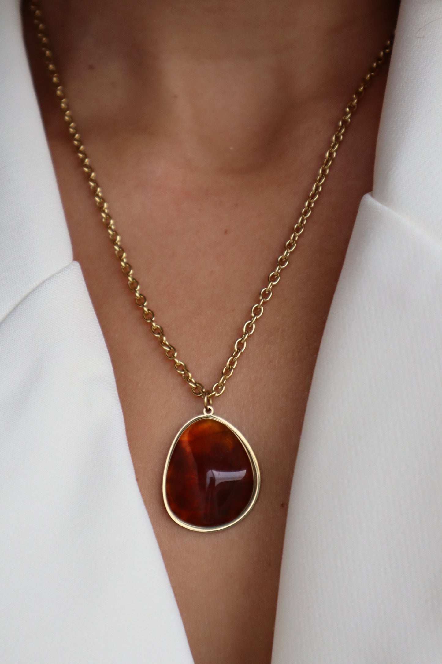 Amber Hoop Necklace